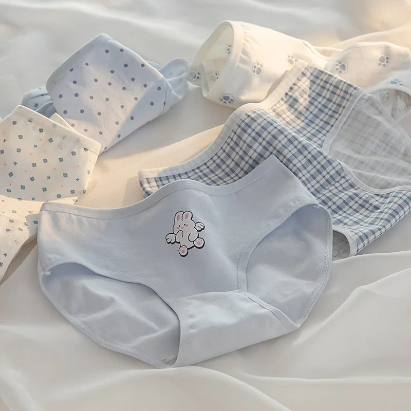 Sky blue panties with teddy bear design, made for comfortable, breathable everyday wear
