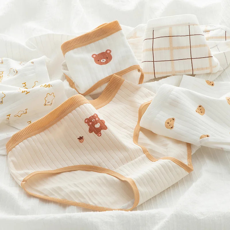 Cream and white teddy with assorted prints. Casual and stylish multi-pack panties for daily wear.