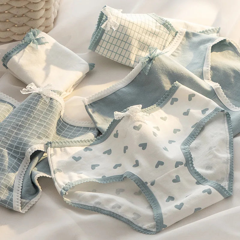 Light blue panties with cartoon print, a perfect choice for breathable lingerie by Amoura Elegance.