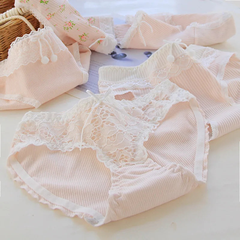 Pink and white strawberry-printed panties. Casual, comfortable lingerie for everyday wear.