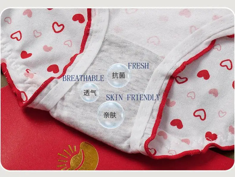 5-Piece Women's Cotton Briefs Set with Cute Big Red Bow - Soft, Breathable, and Stylish Underwear from Amoura Elegance