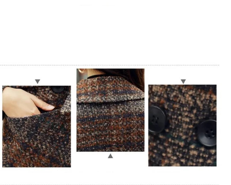Amoura Elegance Women’s Plaid Woolen Coat – Long Slim-Fit Over-the-Knee Korean Style Autumn/Winter 2021, Waist-Cinching Thick Wool Coat