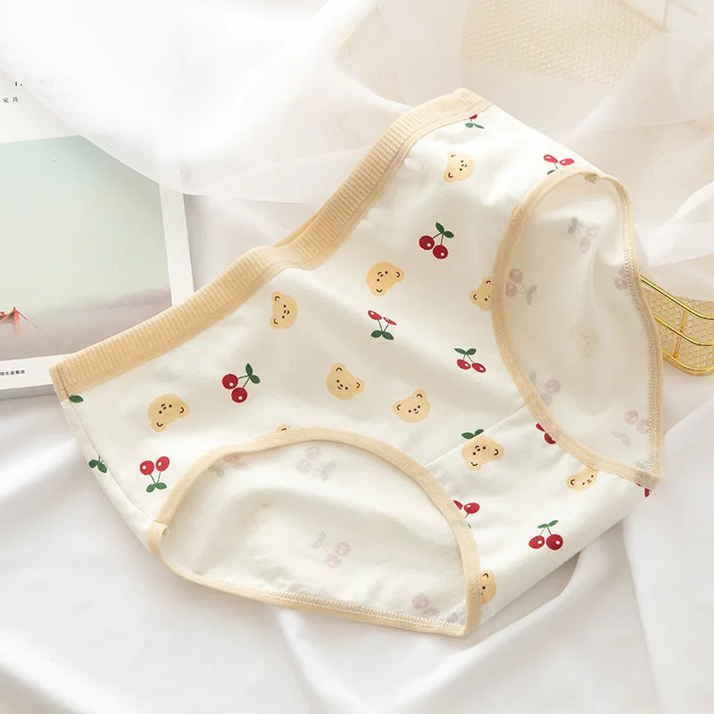 Amoura Elegance Mid-Waist Cartoon Cotton Brief for Women and Girls