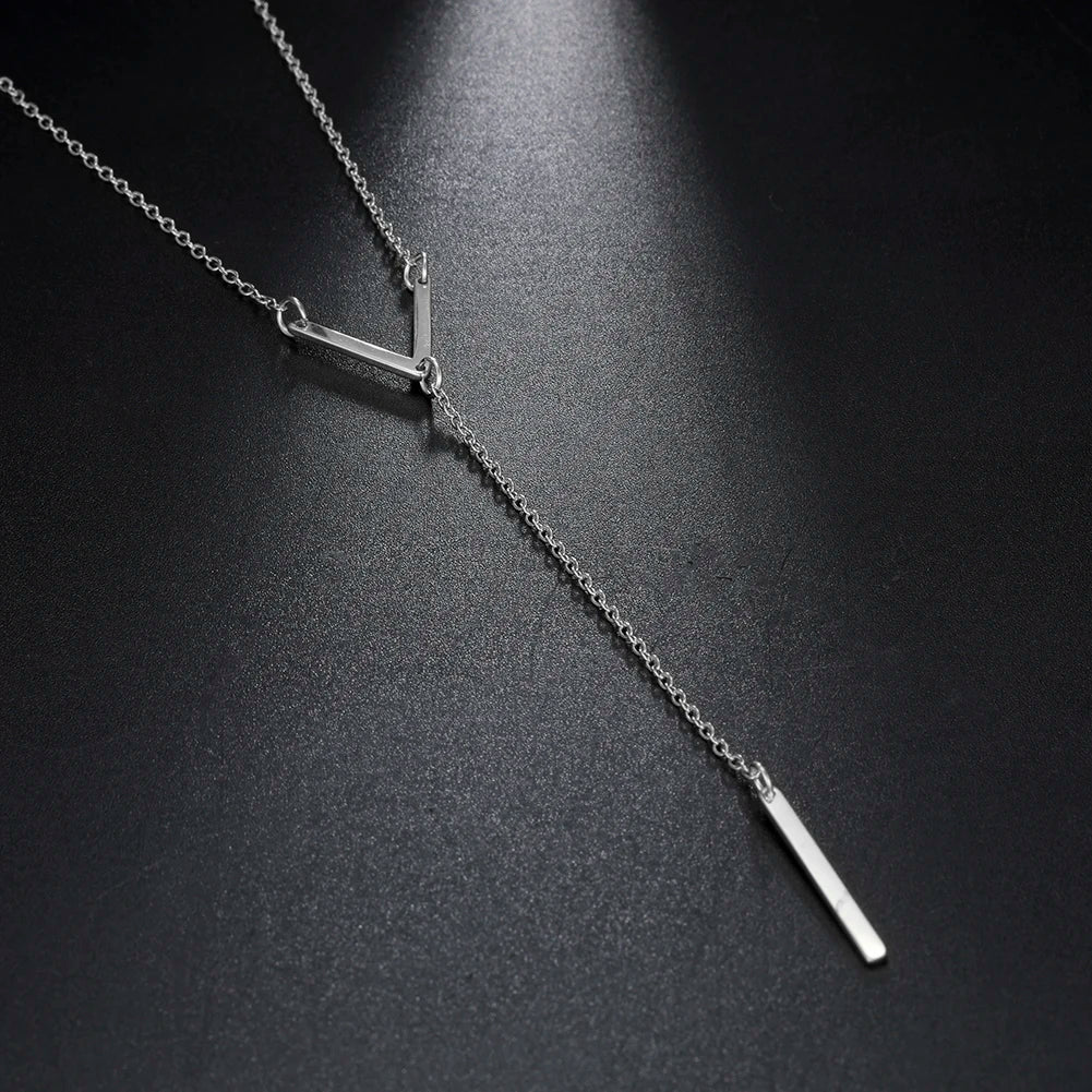 "AmouraElegance Skyrim V Shaped Necklace with Bar for Women & Girls | Stainless Steel Gold Color Chain Necklace | 2024 Party Jewelry Gift Wholesale"