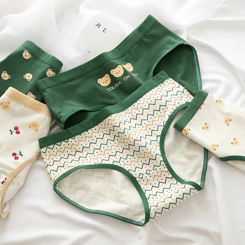 Amoura Elegance Mid-Waist Cartoon Cotton Brief for Women and Girls