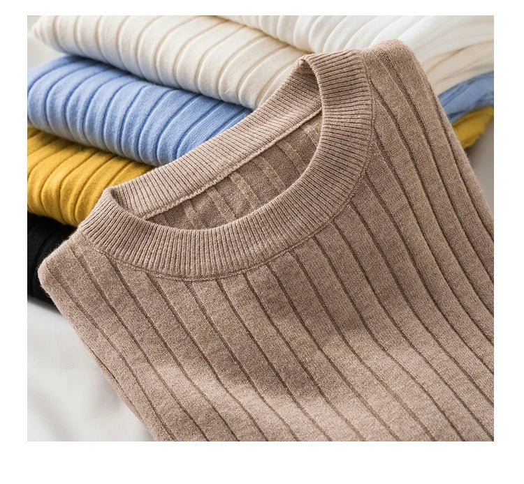 Amoura Elegance Knit Soft Jumper Top – 2024 New Autumn Winter O-Neck Slim-Fit Pullovers Sweater, Women's Long Sleeve Casual Shirt