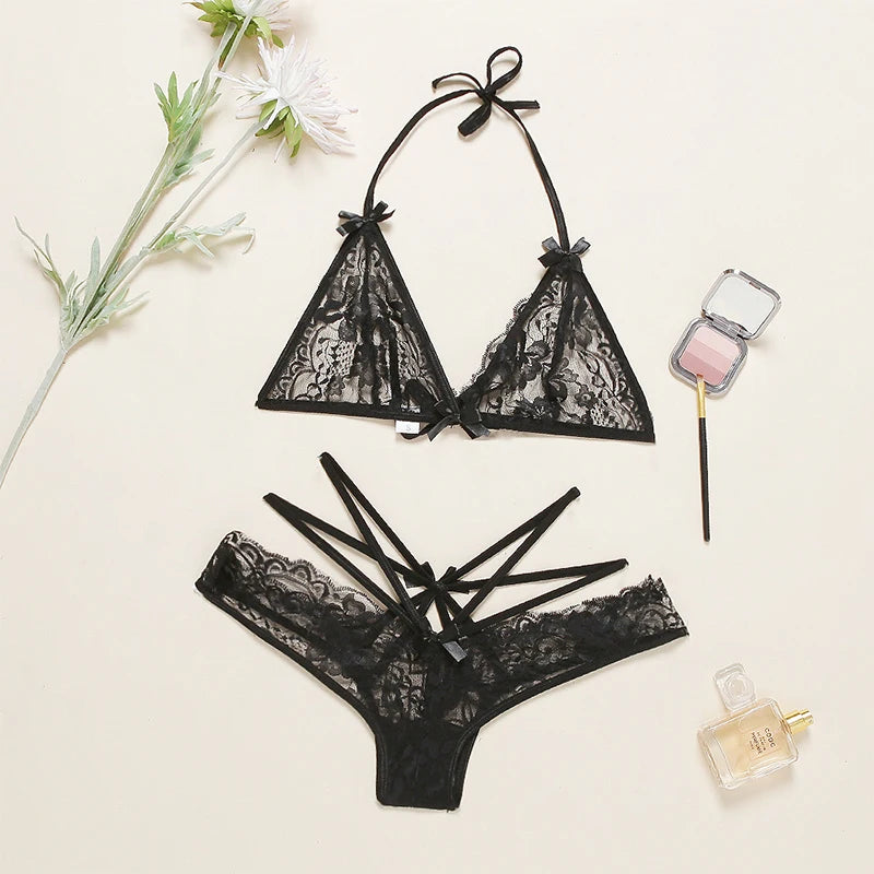 Amoura Elegance |Erotic Open Crotch Transparent Lingerie - Sexy Bow Design Plus Size Porn Outfit Dress