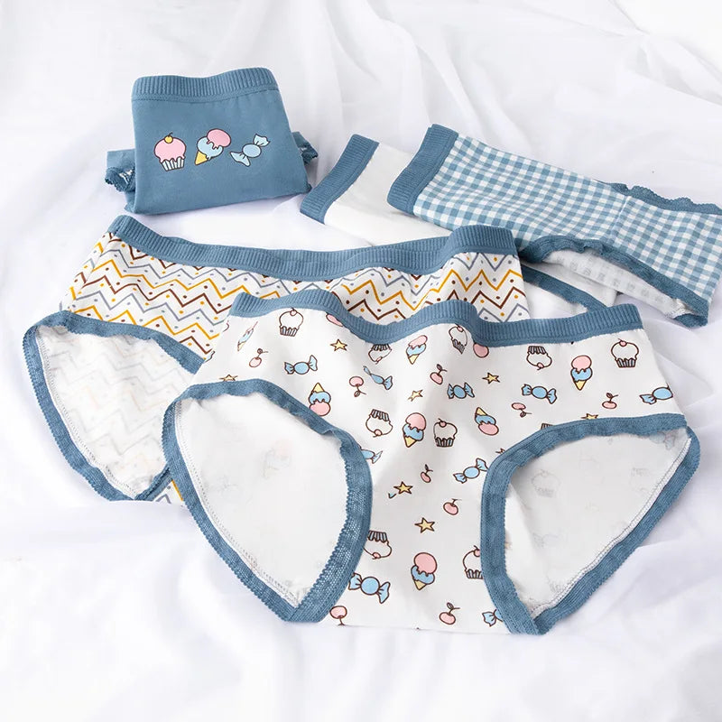 5-Piece Women's Cotton Briefs Set with Cute Big Red Bow - Soft, Breathable, and Stylish Underwear from Amoura Elegance