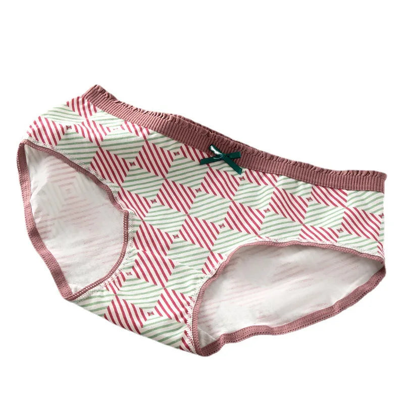 5-Piece Women's Cotton Briefs Set with Cute Big Red Bow - Soft, Breathable, and Stylish Underwear from Amoura Elegance