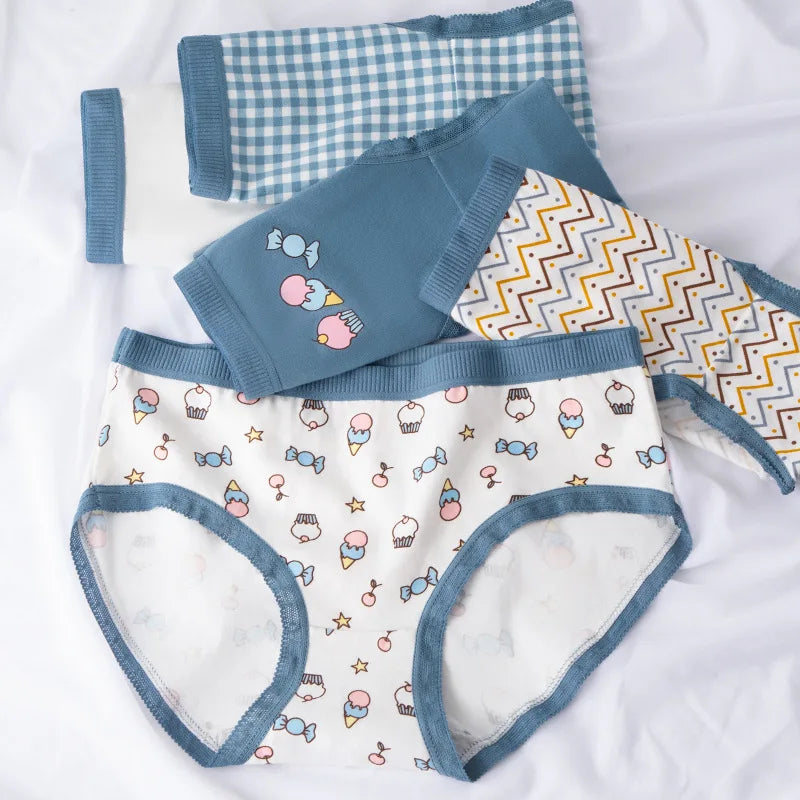 5-Piece Women's Cotton Briefs Set with Cute Big Red Bow - Soft, Breathable, and Stylish Underwear from Amoura Elegance