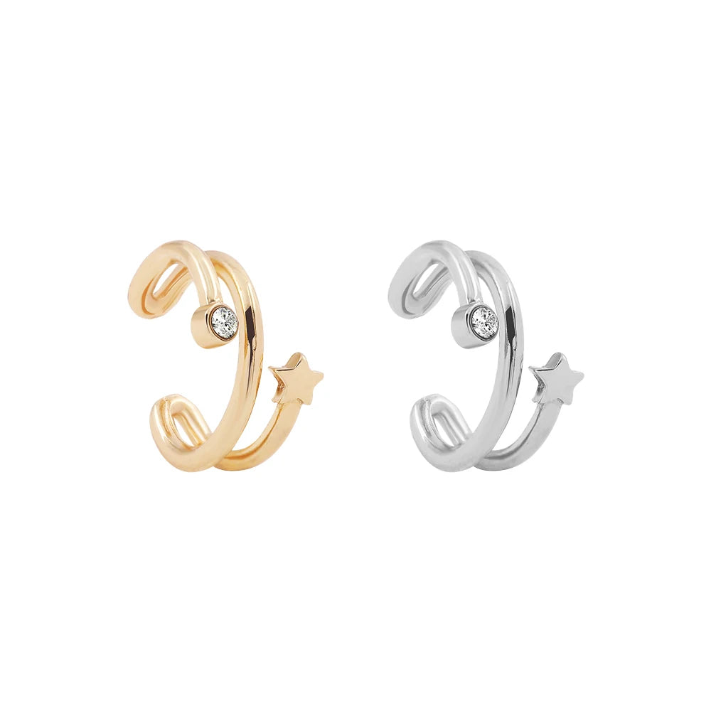 AmouraElegance Punk Fashion Gold Color Ear Cuff Earrings for Women | MINI Cute Small Earcuff Clip-On Earring | No Piercing Elegant Jewelry