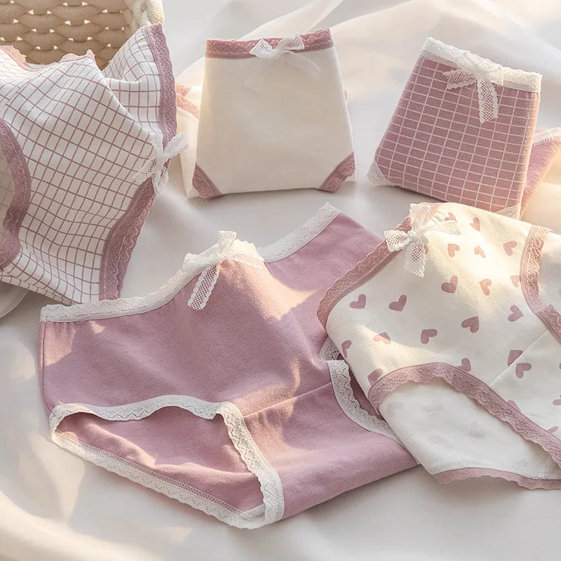 Purple panties with cartoon prints, breathable and perfect for casual everyday wear.