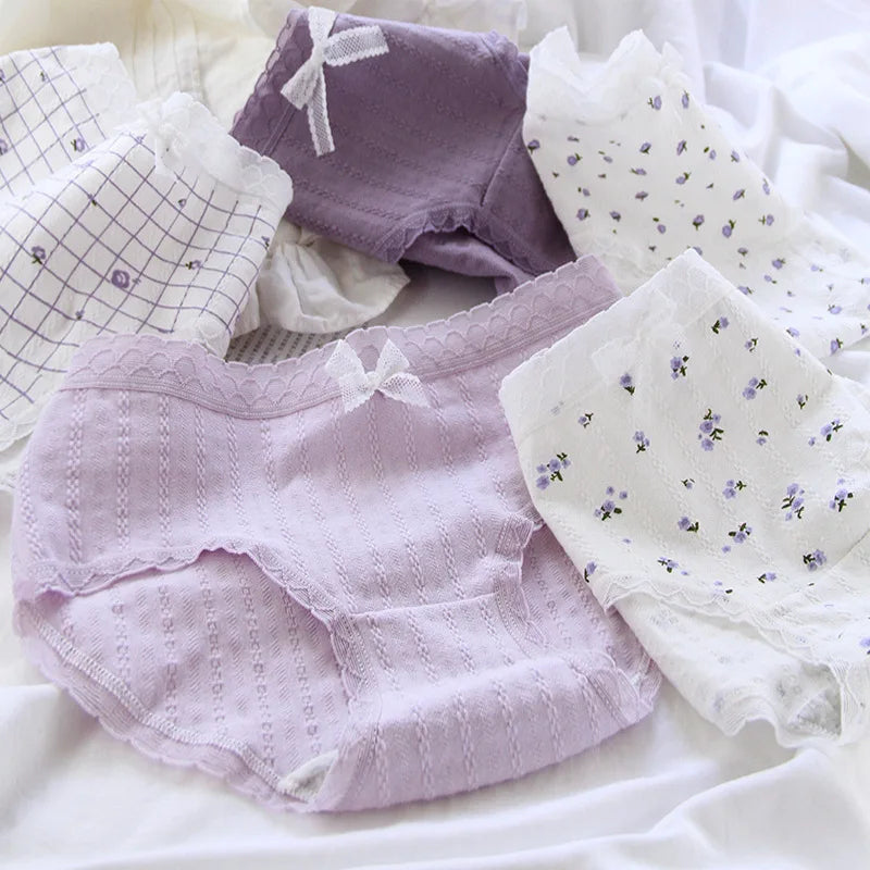 Purple panties with fun prints, offering a comfortable fit for everyday wear.