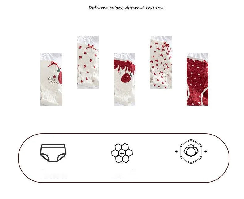 Red heart-patterned panties, designed by Amoura Elegance