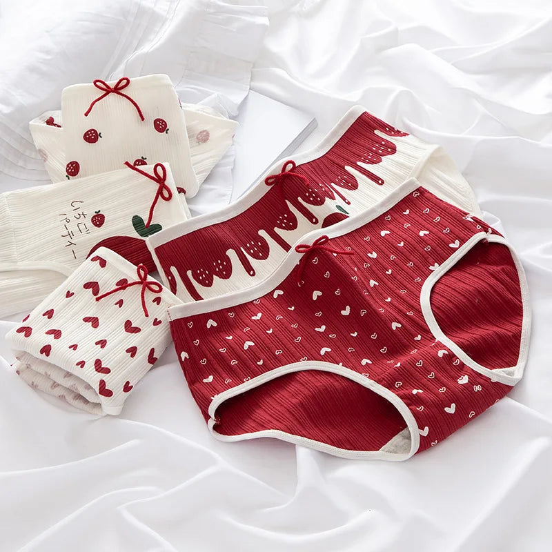 Classic red Amoura Elegance panties with love prints, perfect for adding a romantic touch