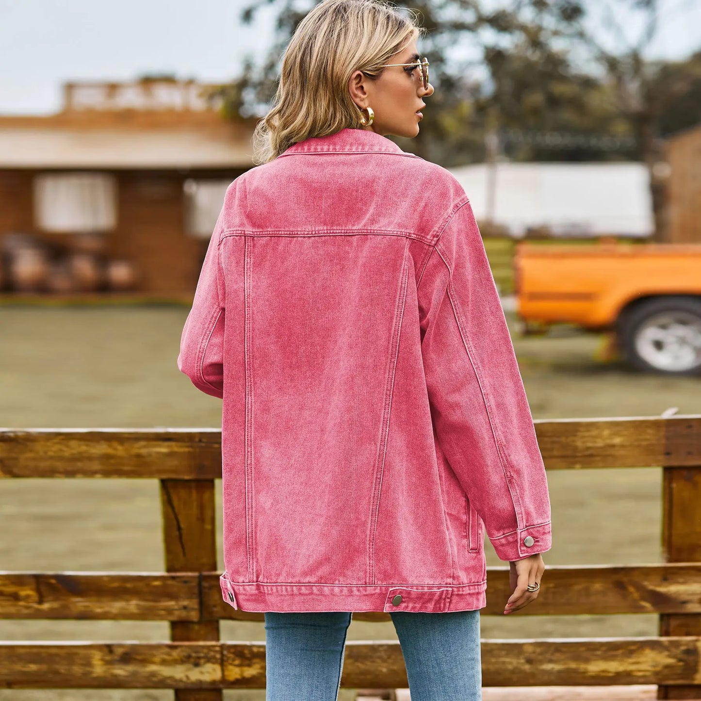 Amoura Elegance Women's Vintage Denim Jacket – Loose Lapel Single-Breasted Cardigan Coat for Autumn Winter Casual Commuter Style 2023