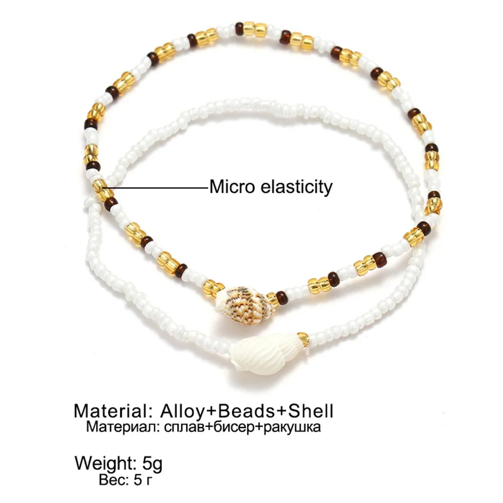 "AmouraElegance FNIO Shell Anklets for Women | 2023 New Foot Jewelry | Summer Beach Barefoot Bracelet | Boho Ankle & Leg Accessories for Women"