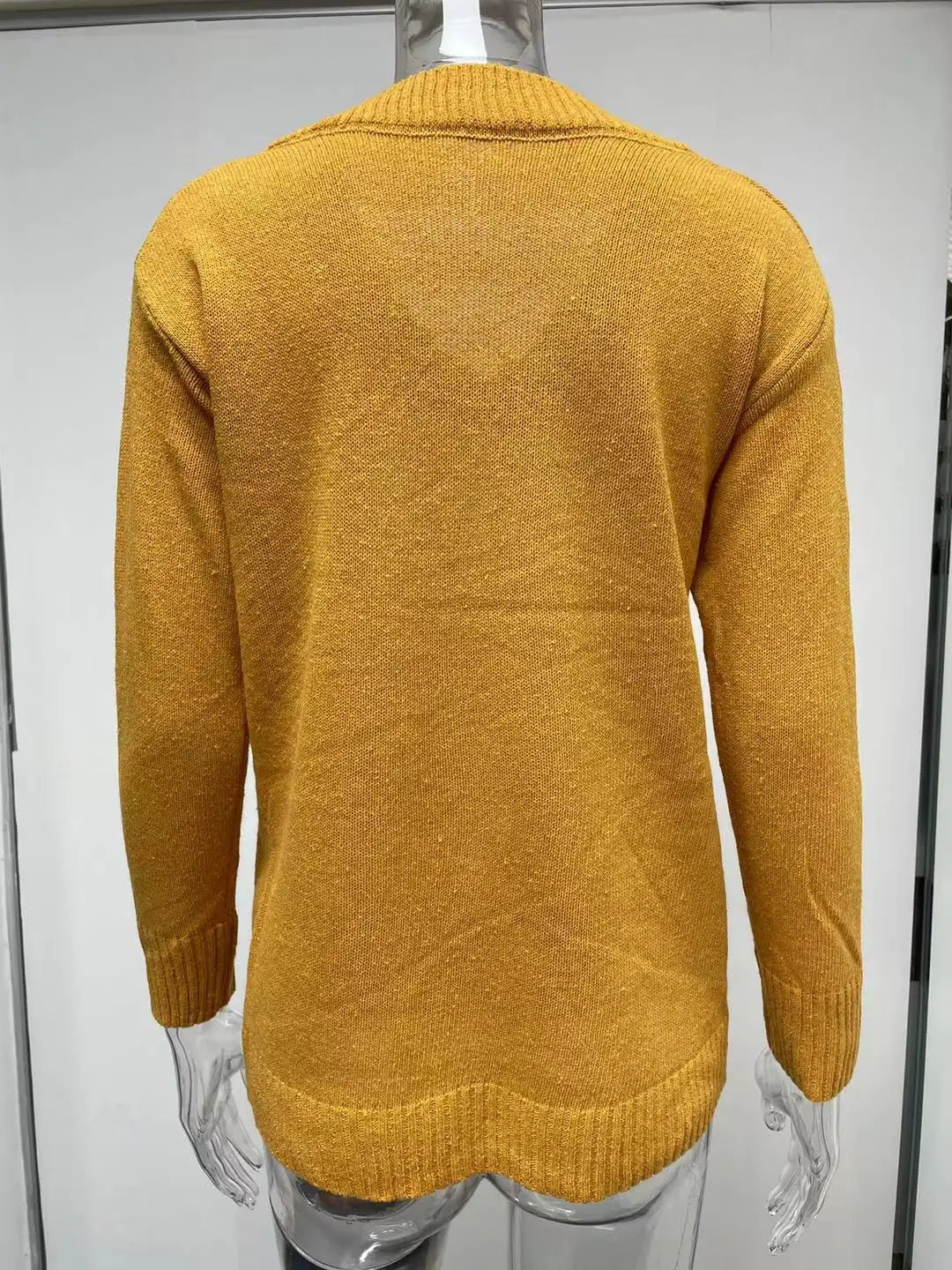 Amoura Elegance Fashion Europe and US 2024 Autumn/Winter Solid Color V-Neck Sweater Blouse – Casual Loose Fit Women's Top