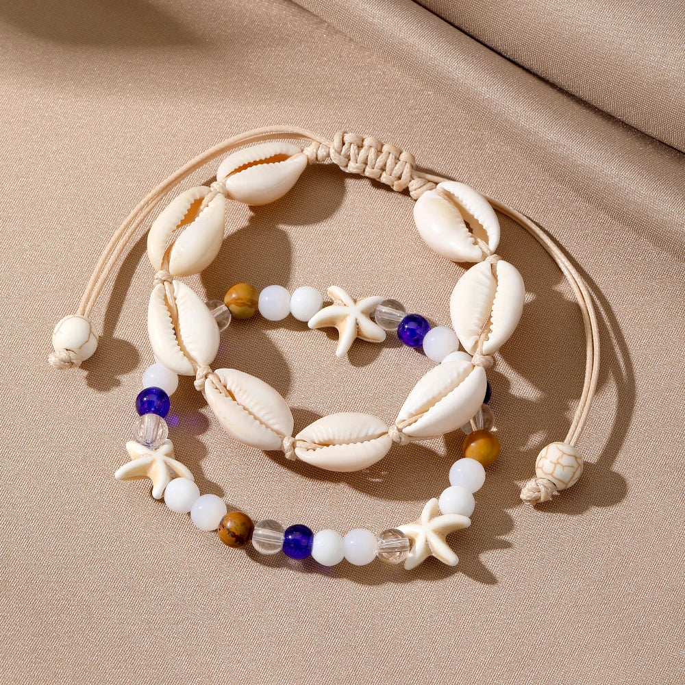 "AmouraElegance FNIO Shell Anklets for Women | 2023 New Foot Jewelry | Summer Beach Barefoot Bracelet | Boho Ankle & Leg Accessories for Women"