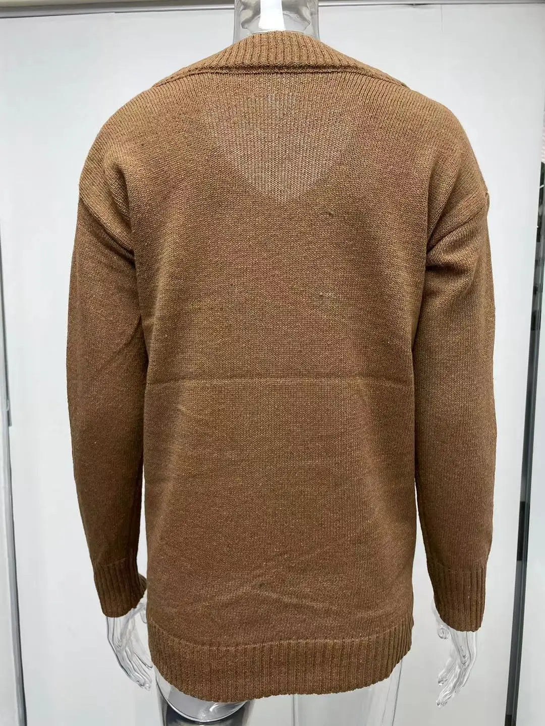 Amoura Elegance Fashion Europe and US 2024 Autumn/Winter Solid Color V-Neck Sweater Blouse – Casual Loose Fit Women's Top
