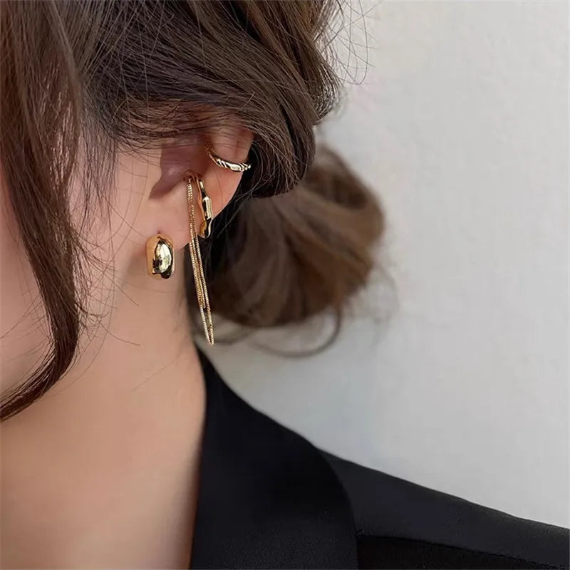 AmouraElegance Women Gold Color Ear Cuff Non-Piercing Ear Clips | Fake Cartilage Earrings Clip-On Jewelry for Women | No Hole Required