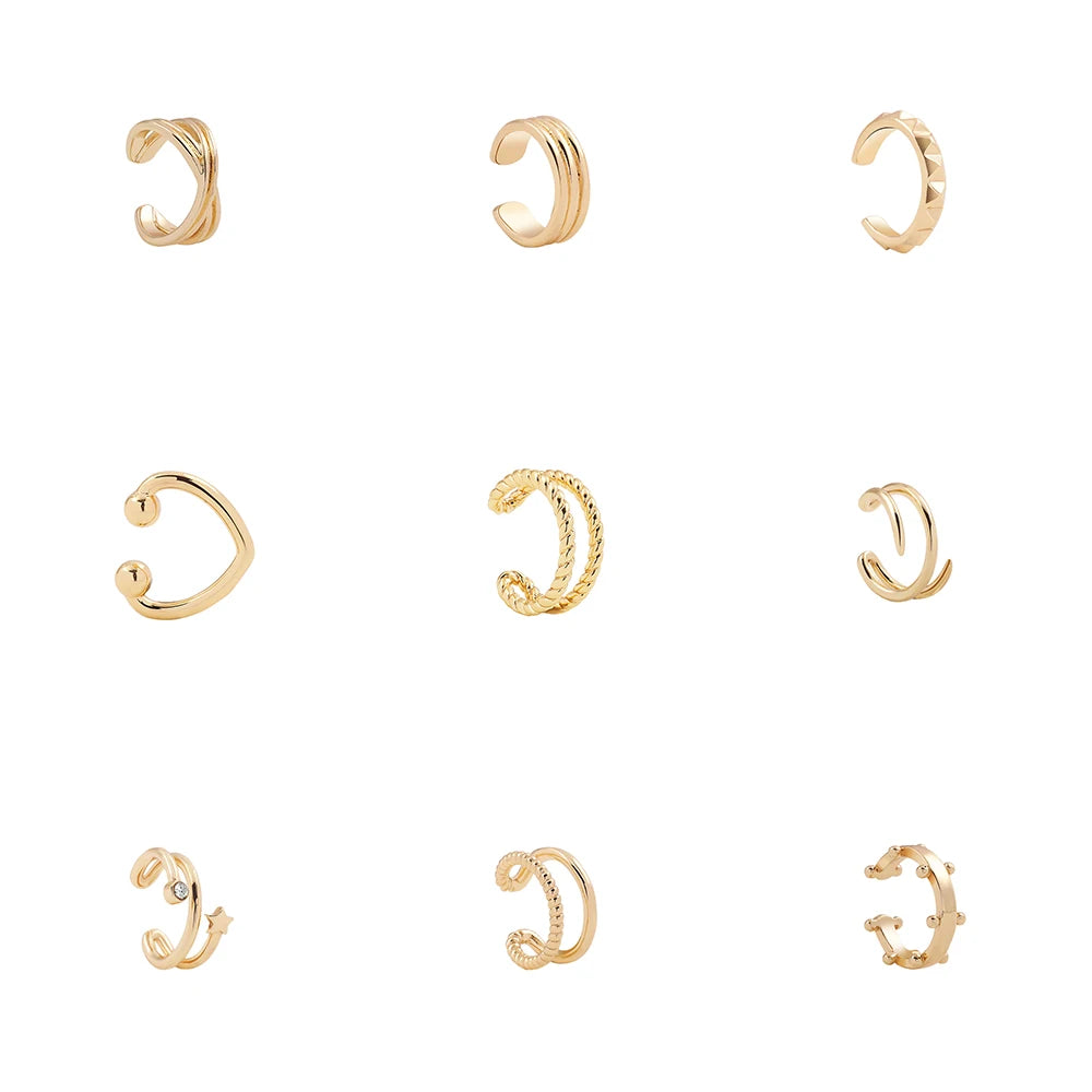 AmouraElegance Punk Fashion Gold Color Ear Cuff Earrings for Women | MINI Cute Small Earcuff Clip-On Earring | No Piercing Elegant Jewelry