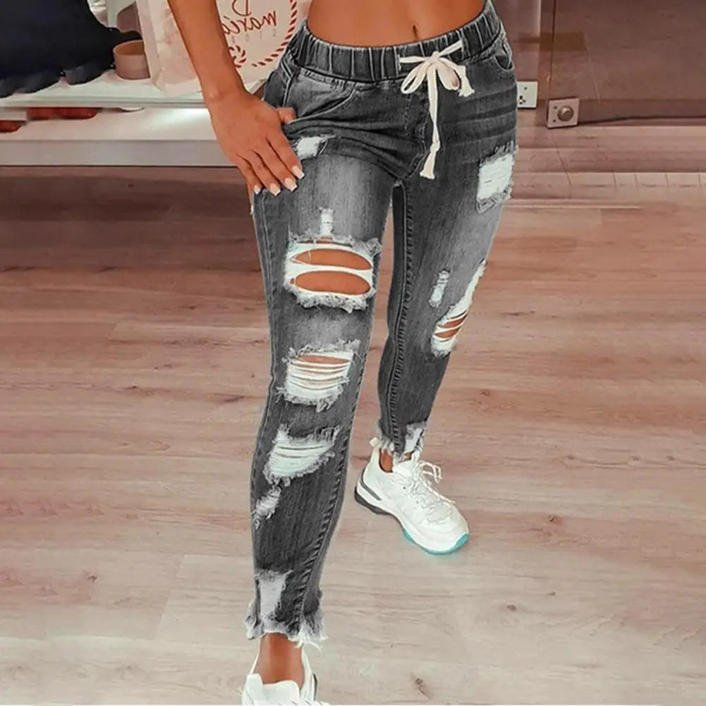 Amoura Elegance Women's Summer Pure Color Slim Fit Denim Pants – All-Match Pencil Jeans for Dating, Casual Wear, and Everyday Style in Trendy Colors