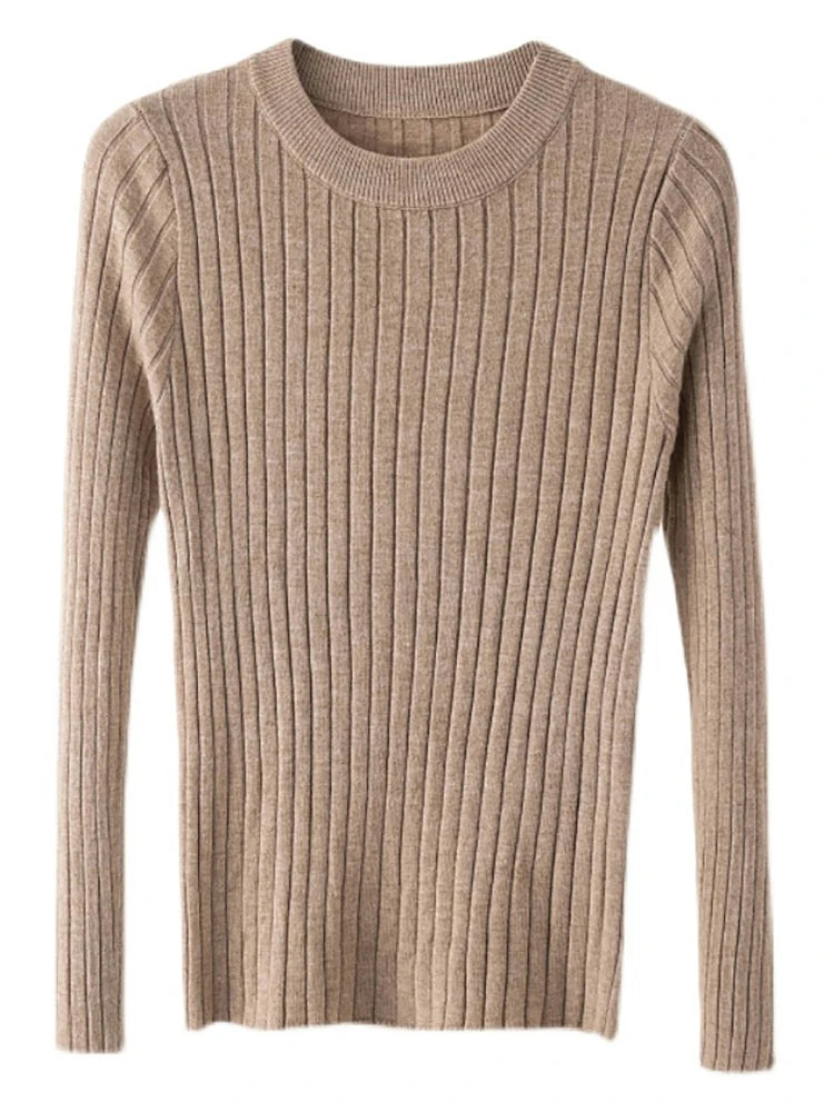 Amoura Elegance Knit Soft Jumper Top – 2024 New Autumn Winter O-Neck Slim-Fit Pullovers Sweater, Women's Long Sleeve Casual Shirt