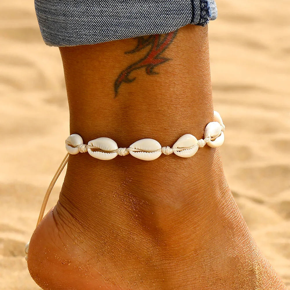 "AmouraElegance FNIO Shell Anklets for Women | 2023 New Foot Jewelry | Summer Beach Barefoot Bracelet | Boho Ankle & Leg Accessories for Women"