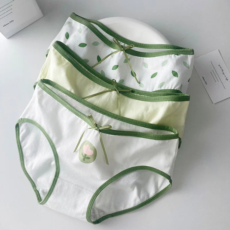 Amoura Elegance 5PCS Cute Print Cotton Intimates – Middle-Waist Women’s Panties