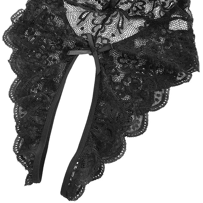 Amoura Elegance |Crotchless Lace Babydoll Lingerie - Sexy Erotic Bodysuit & Open Costume