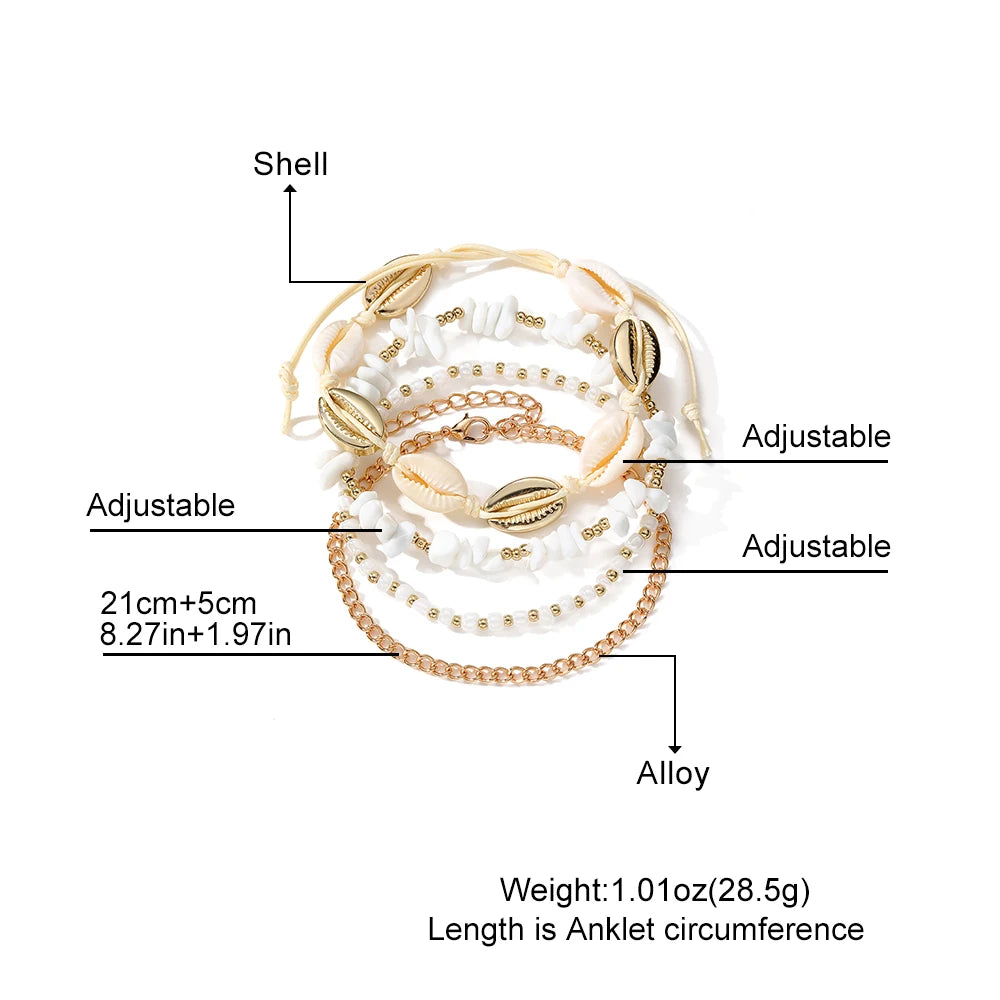 "AmouraElegance FNIO Shell Anklets for Women | 2023 New Foot Jewelry | Summer Beach Barefoot Bracelet | Boho Ankle & Leg Accessories for Women"