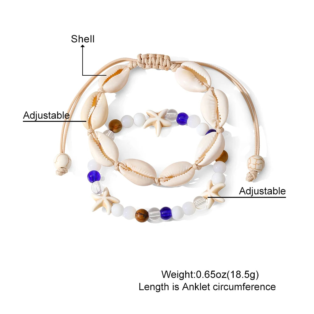 "AmouraElegance FNIO Shell Anklets for Women | 2023 New Foot Jewelry | Summer Beach Barefoot Bracelet | Boho Ankle & Leg Accessories for Women"