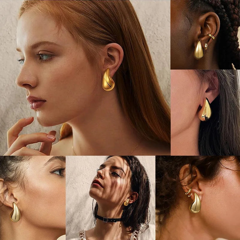 "AmouraElegance Irregular Metal Water Droplets Earrings | European & American Style Personalized Fashion Stud Earrings for Girls | Travel Accessories"