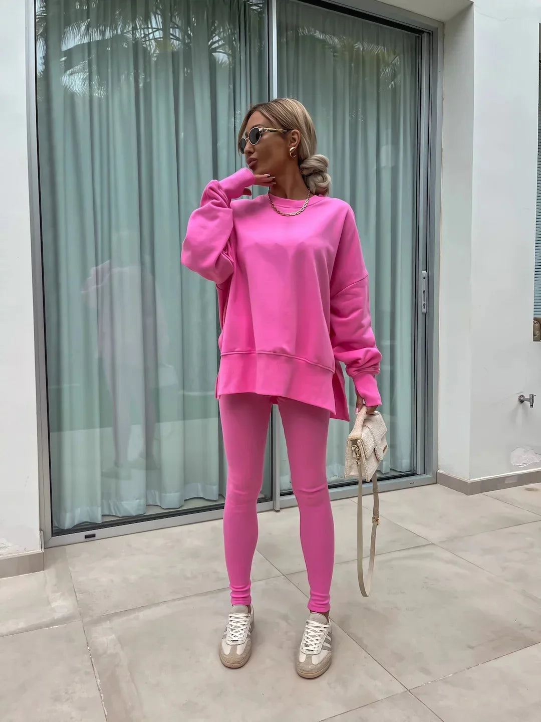 Amoura Elegance Women's Two-Piece Suit – Spring Casual Hoodie and Slim-Fit Trousers Set