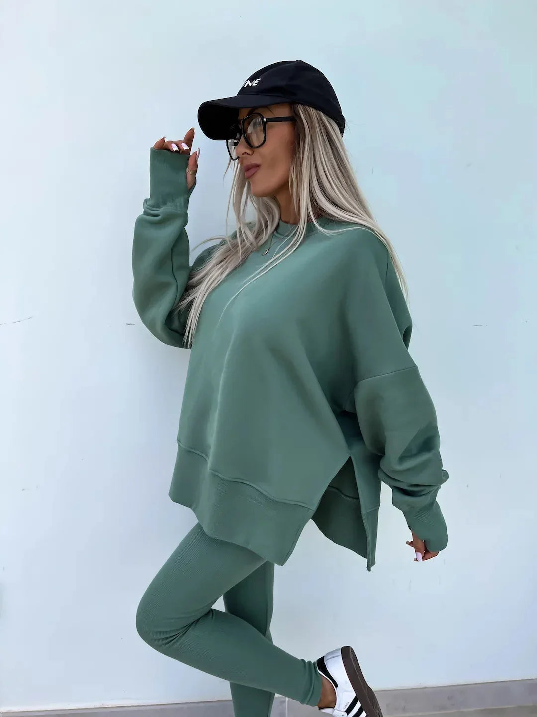 Amoura Elegance Women's Two-Piece Suit – Spring Casual Hoodie and Slim-Fit Trousers Set