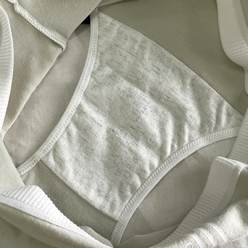 Amoura Elegance 3-Piece Set: Women's Breathable Cotton Mid-Waist Panties – Solid Color, Soft & Sexy Triangle Lingerie