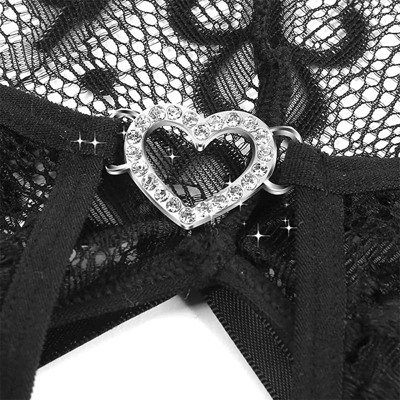 Amoura Elegance |Crotchless Lace Babydoll Lingerie - Sexy Erotic Bodysuit & Open Costume