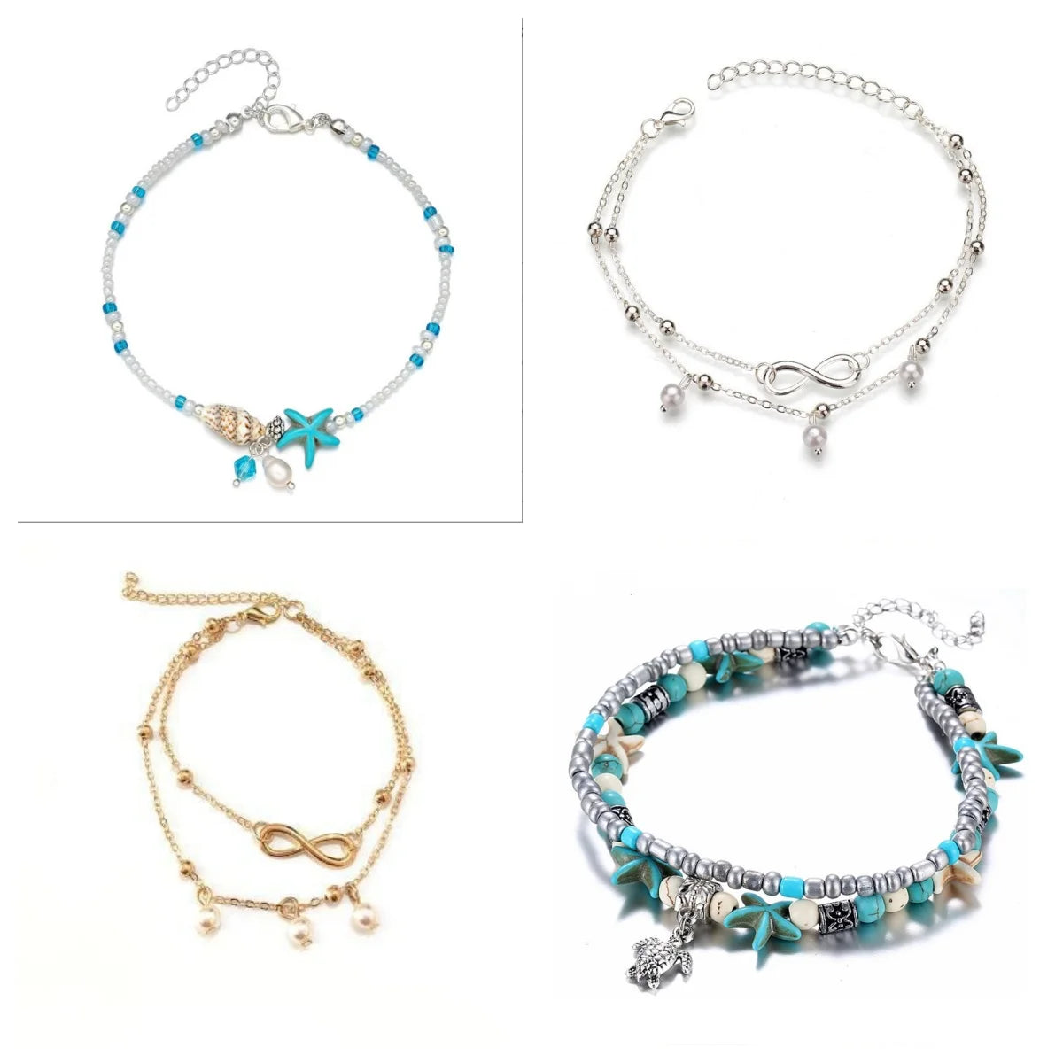 "AmouraElegance Love Personality Double Layered Bohemian Heart Anklet for Women | Summer Beach Ankle Bracelet & Foot Jewelry"