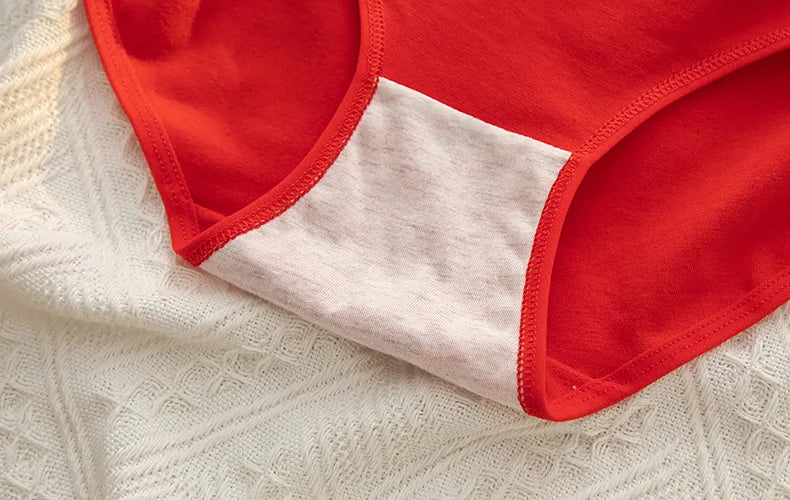 5-Piece Women's Cotton Underwear Set - Breathable Red Panties, Solid Color Sexy Intimates from Amoura Elegance