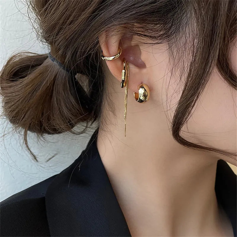 AmouraElegance Women Gold Color Ear Cuff Non-Piercing Ear Clips | Fake Cartilage Earrings Clip-On Jewelry for Women | No Hole Required