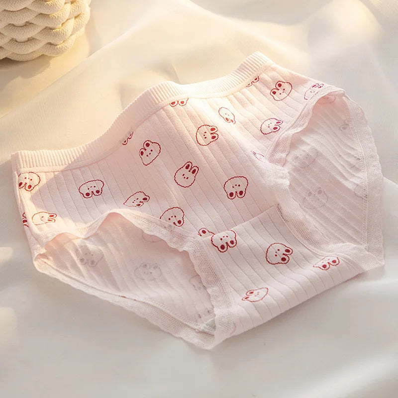Women’s Cotton Briefs – 5PCS Cute Cartoon Panties Set for Girls and Ladies