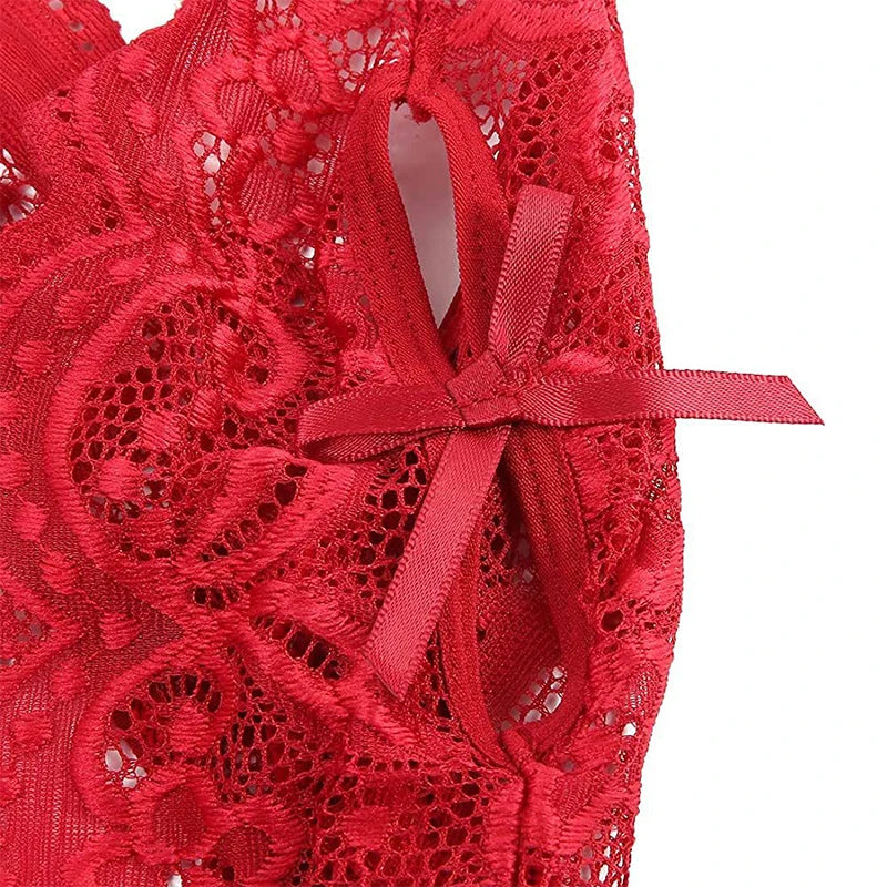 Amoura Elegance |Crotchless Lace Babydoll Lingerie - Sexy Erotic Bodysuit & Open Costume
