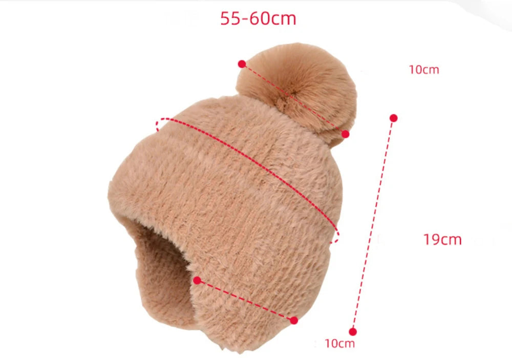 Amoura Elegance Women’s Thick Warm Knitted Beanie – Winter Ski Hat with Earflaps, Cozy Russian Style Cap for Cold Weather