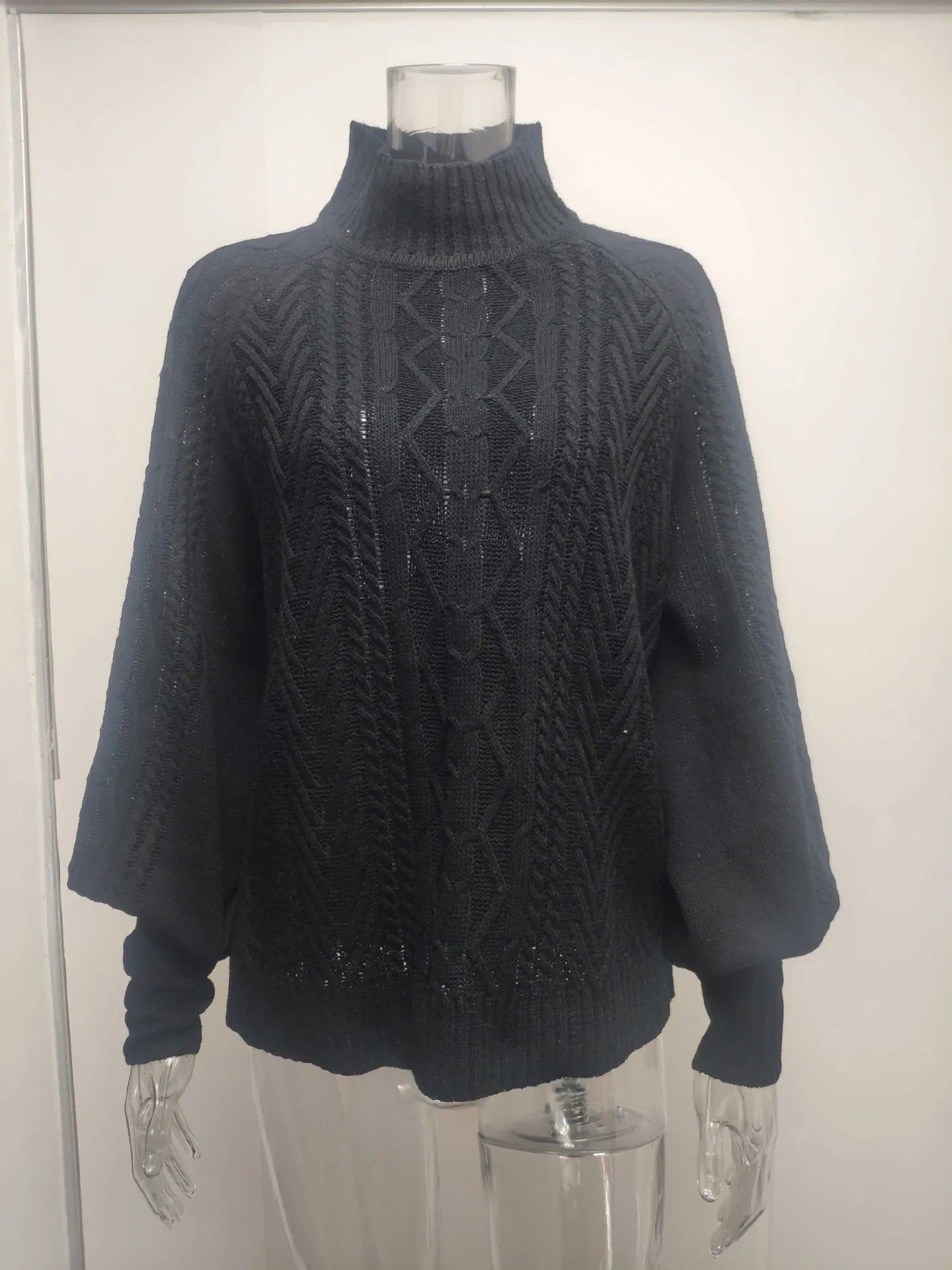 Amoura Elegance 2024 Winter New Mid-Neck Sweater – Women’s Loose Long Sleeve Solid Color Knit Turtleneck for Office and Casual Wear