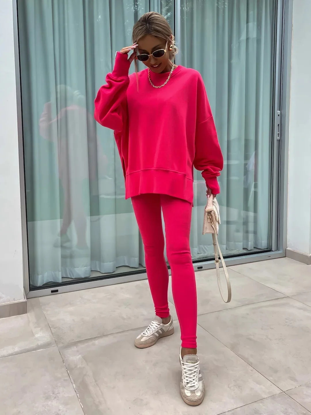 Amoura Elegance Women's Two-Piece Suit – Spring Casual Hoodie and Slim-Fit Trousers Set