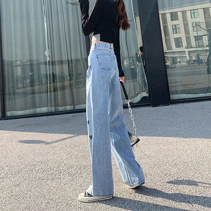 Amoura Elegance High-Waisted Loose-Fit Bell Bottom Jeans - Trendy, Slimming Denim Trousers for Women | Perfect for Spring & Autumn