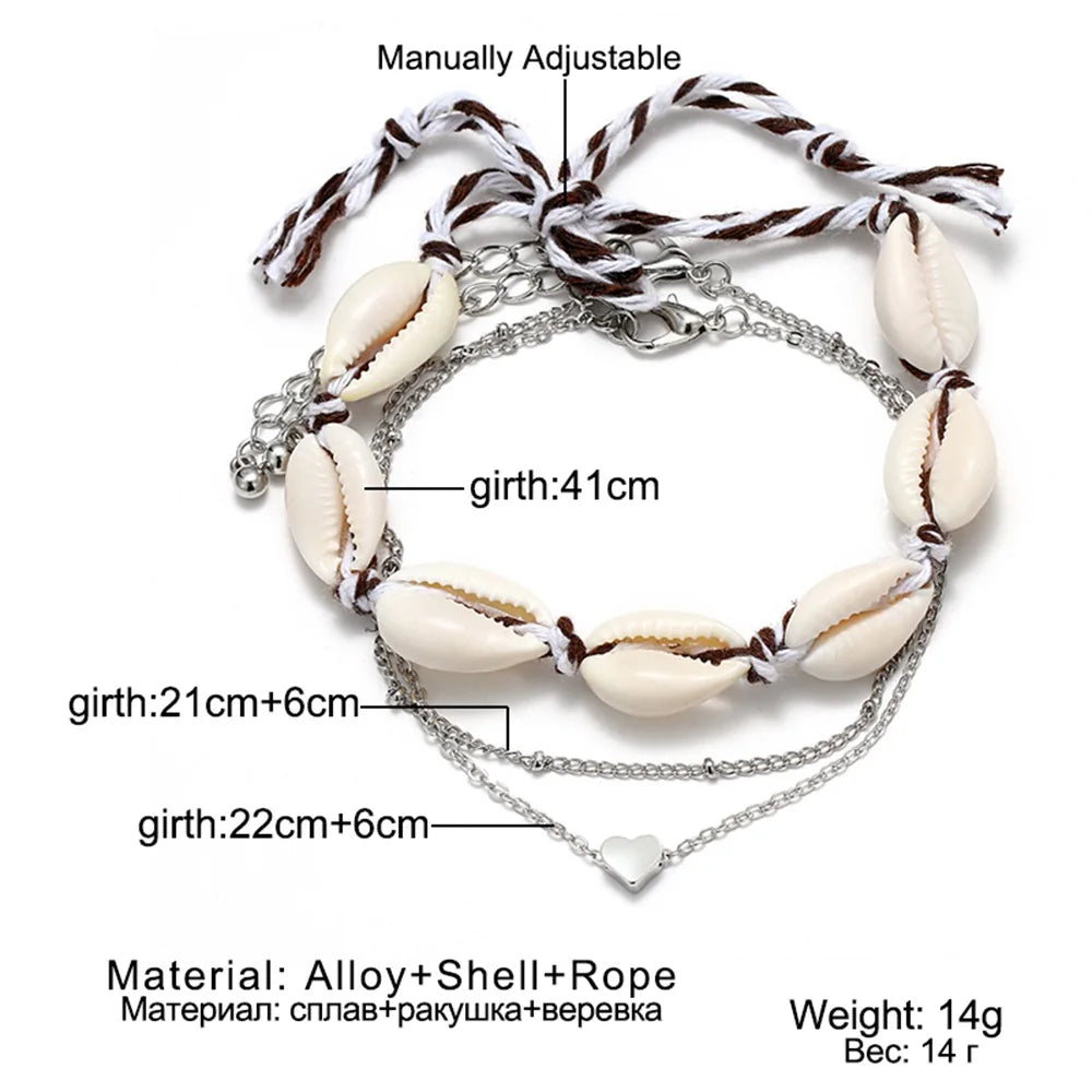 "AmouraElegance FNIO Shell Anklets for Women | 2023 New Foot Jewelry | Summer Beach Barefoot Bracelet | Boho Ankle & Leg Accessories for Women"