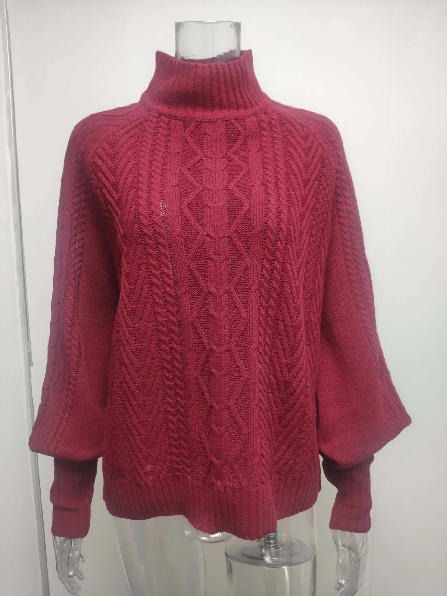 Amoura Elegance 2024 Winter New Mid-Neck Sweater – Women’s Loose Long Sleeve Solid Color Knit Turtleneck for Office and Casual Wear