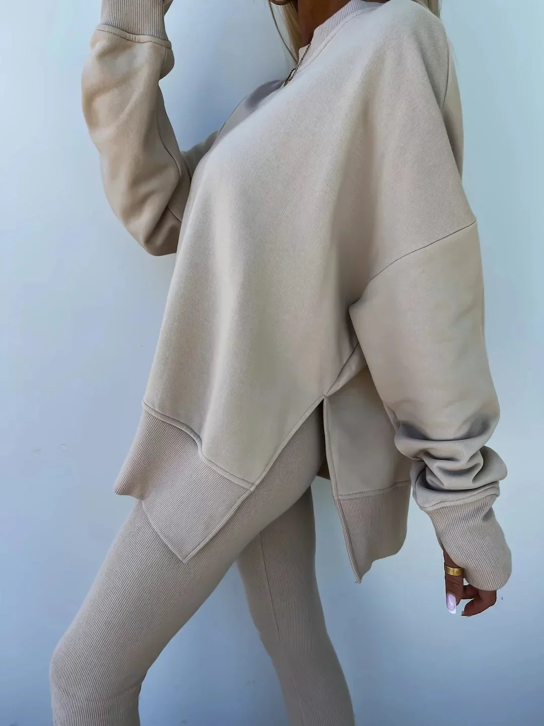 Amoura Elegance Women's Two-Piece Suit – Spring Casual Hoodie and Slim-Fit Trousers Set